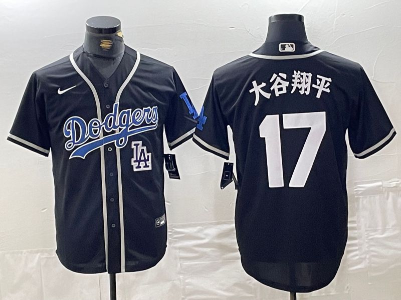 Men Los Angeles Dodgers #17 Ohtani Black Fashion Nike Game MLB Jersey style 45
